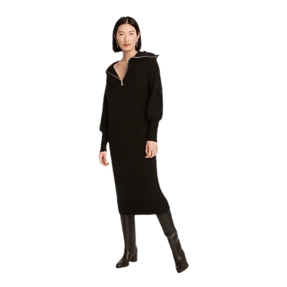 J. Crew Half-zip sweater-dress in Supersoft yarn Black